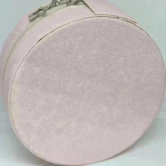 NWOT Pink Portable Round Jewelry Box - Picture 4 of 4